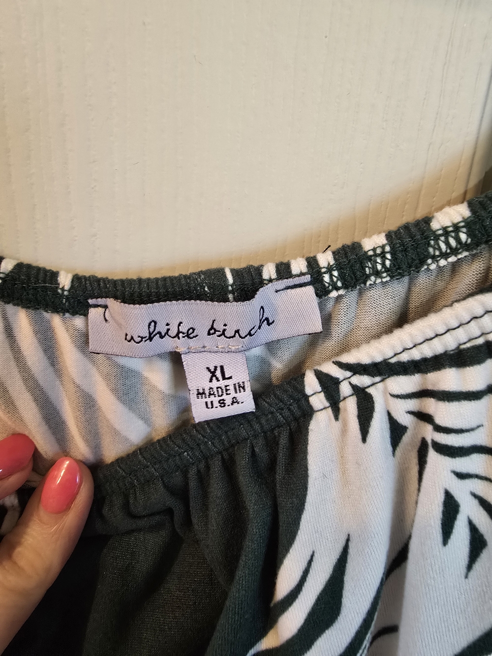 white birch Green and White Tropical Print Off-Shoulder Dress XL - Picture 2 of 2